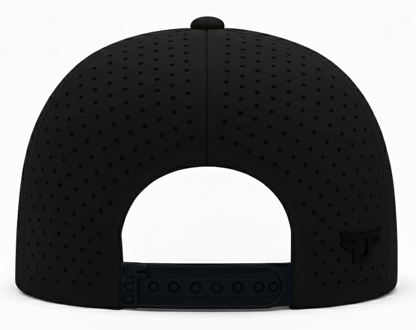 Black baseball cap with a white center on a white background