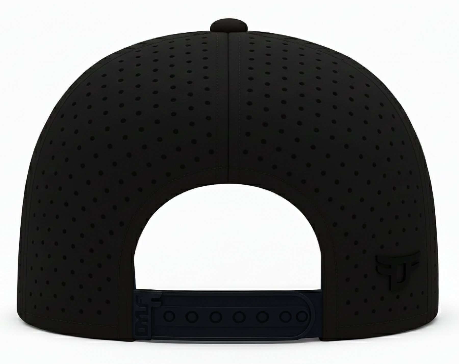 Black baseball cap with a white center on a white background